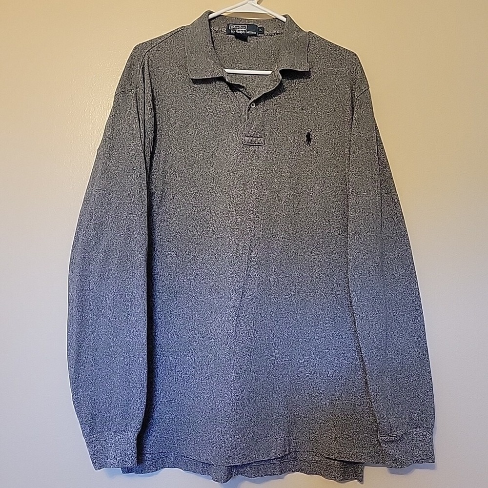 Polo Ralph Lauren Shirt Mens Large Gray Cotton‎ Long Sleeve Pullover